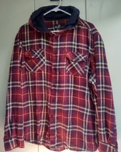 Molokai plaid flannel hoodie button down